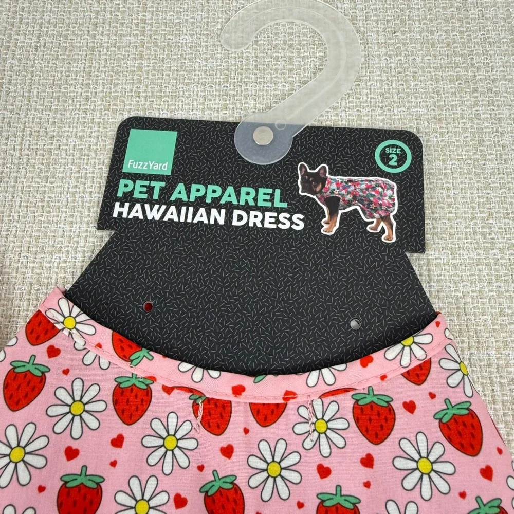 Fuzzyard‎ Pet Apparel Hawaiian Dog Dress Size 2 Duck Strawberry Print Cute Puppy